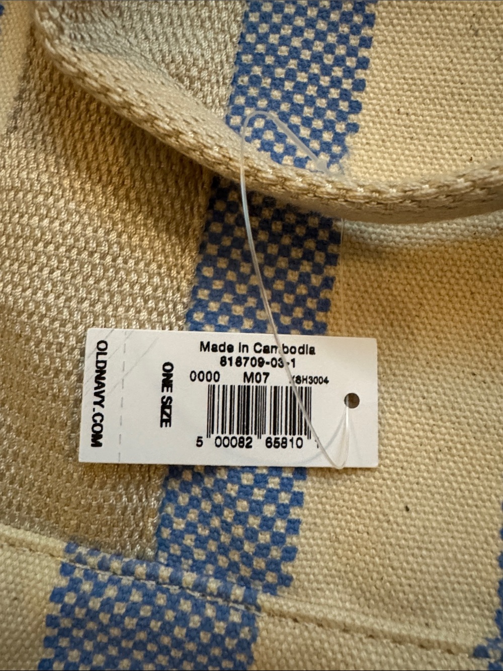 Striped Canvas Tote Bag in Blue and Cream - Picture 2 of 8